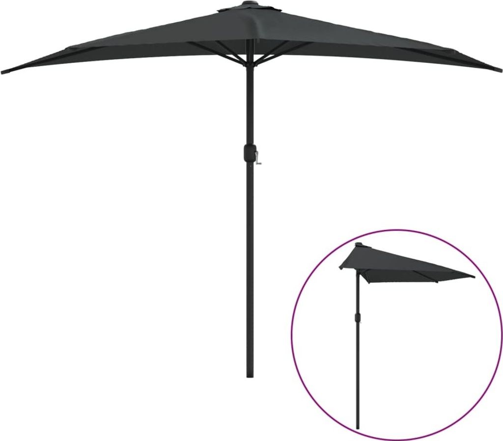 vidaXL Ombrellone da balcone con palo in alluminio Immagine del prodotto 