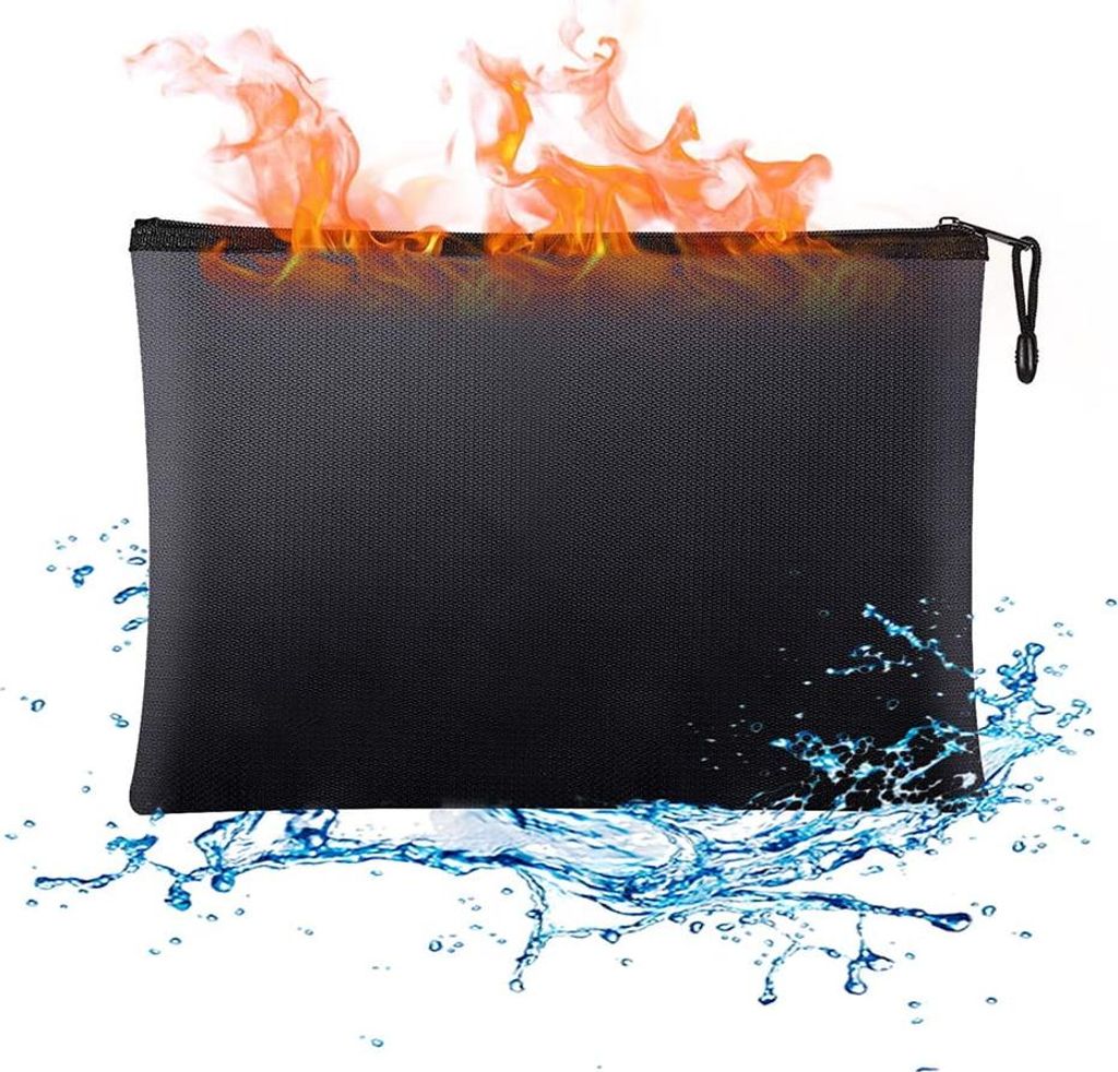 Feuerfeste Dokumententasche, wasserdicht und feuerbeständig, nicht juckend, mit Silikonbeschichtung, sichere Aufbewahrung für Geld, Dokumente, Sc...