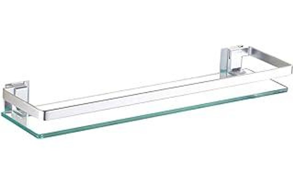 Mgchowue Glas Bad-Regal, Glasablage Wandregal 60 80cm Badezimmer Regal Badablage Ablageregal - mit Reling aus Chrom & 8mm Hartglas Badregal