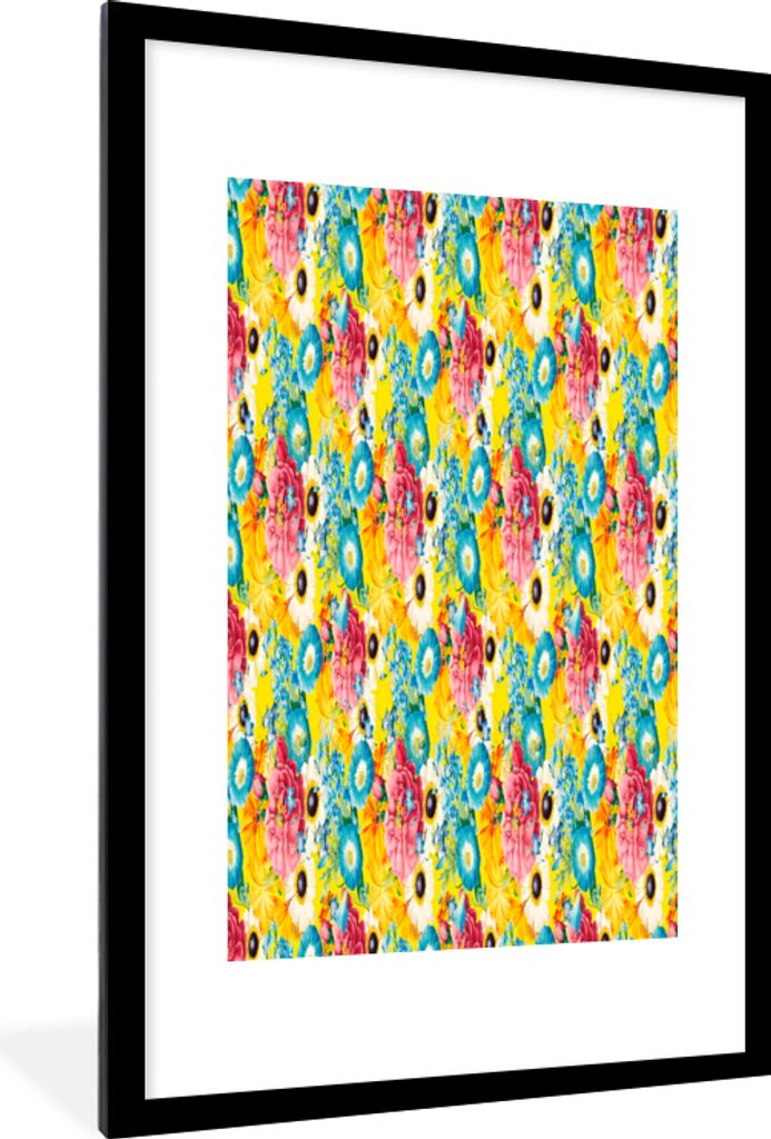 MuchoWow MuchoWow Gerahmtes Poster Blumen - Farben - Muster 60x90 cm - Poster mit zchwarzem Bilderrahmen - Dekoration - Wandposter Wohnzimmer -...