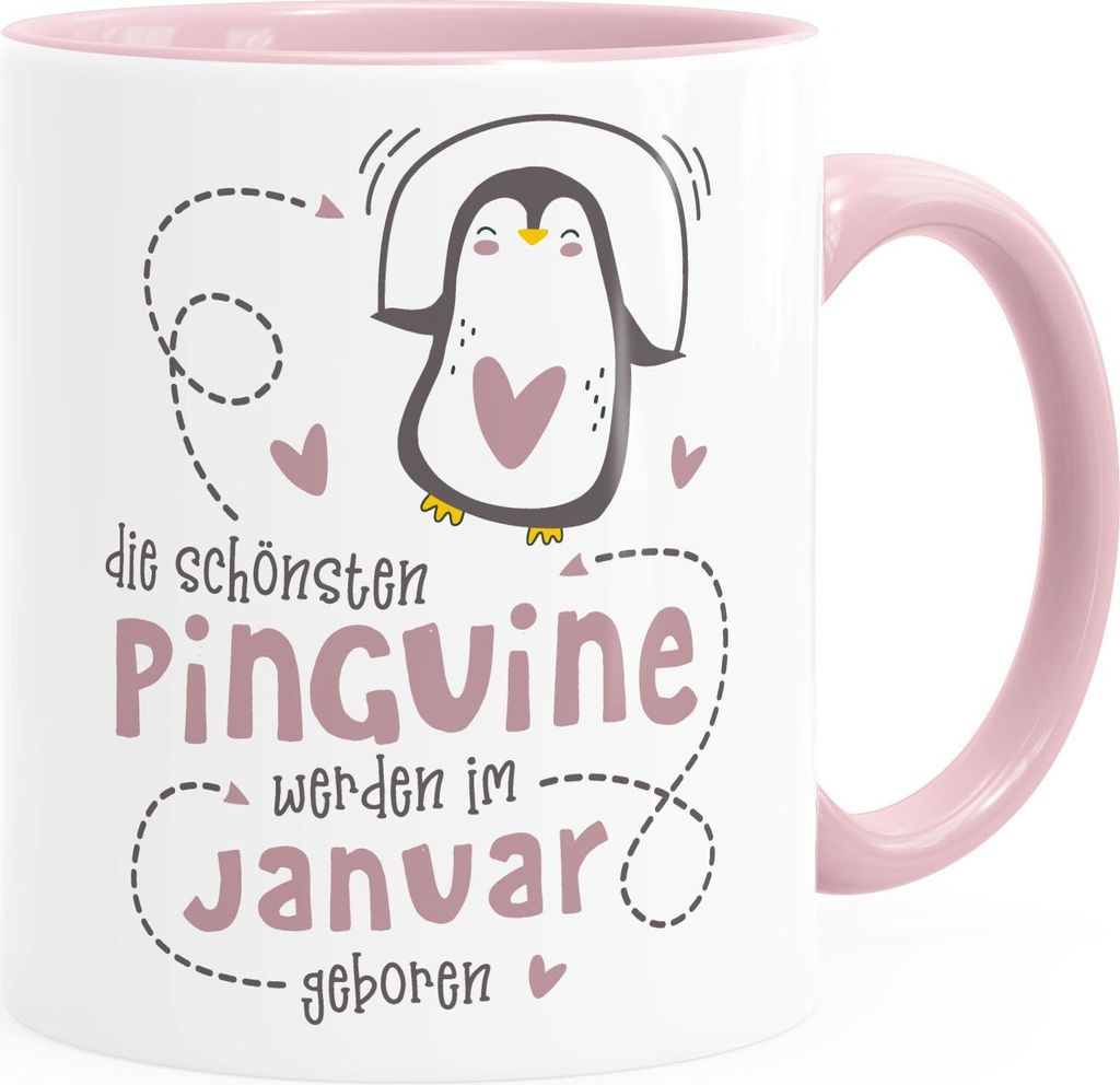 Kaffeetasse Die Schönsten Pinguine werden im Januar geboren Geschenk zum Geburtstag SpecialMe inner-rosa Keramik-Tasse