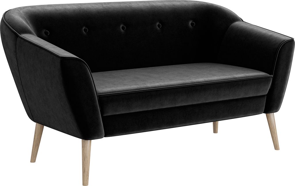 MEBLINI Mini Sofa 2-Sitzer für Wohnzimmer - Mini Lounge für zwei Personen - Küchensofa - Sofa Klein - DORIS - 2 - Schwarz Samt