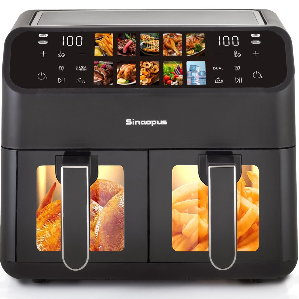 Heetluchtfriteuse 9L, dubbele kamer, airfryer 2000W met 2 Productafbeelding 