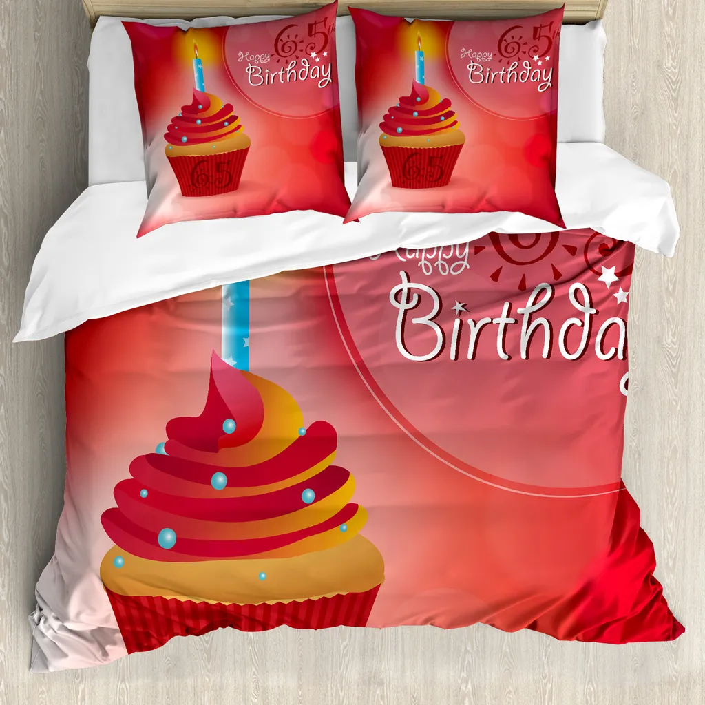 Copripiumino Torta Compleanno 65 Anni 155x220 ABAKUHAUS Rosso Blu