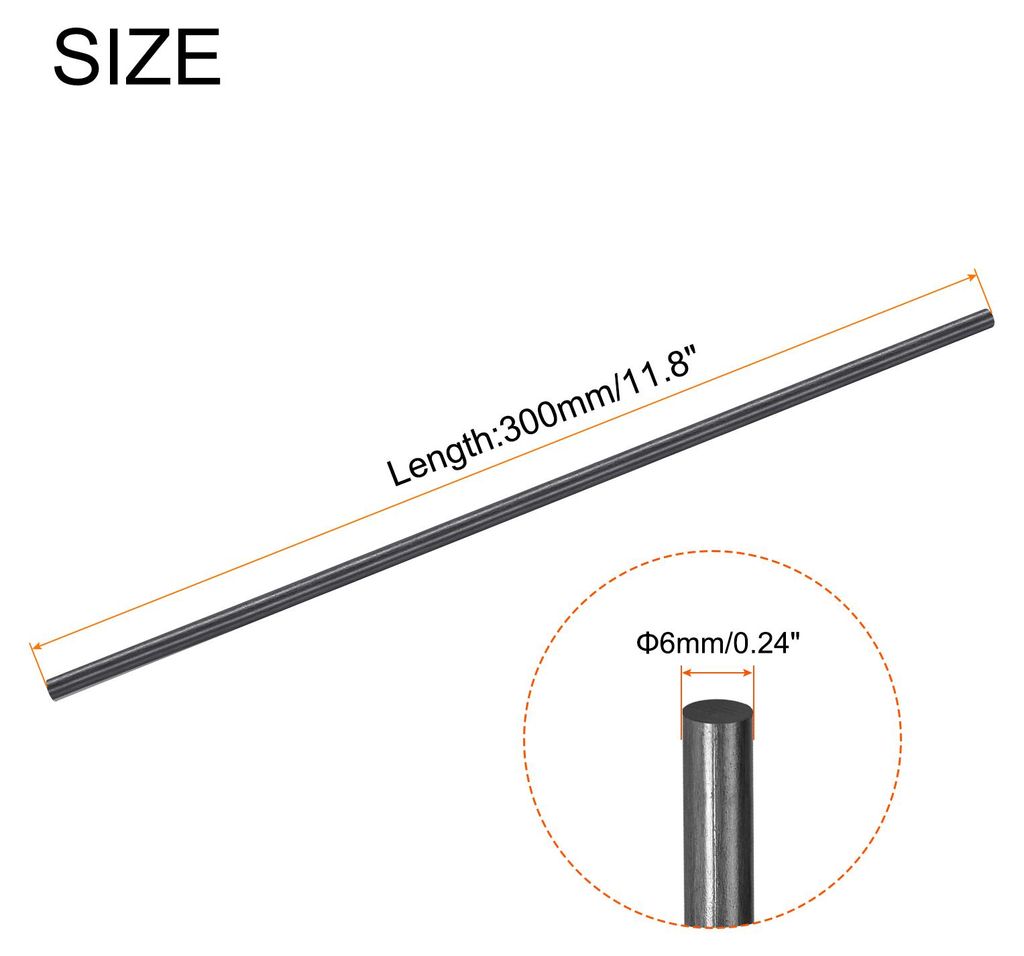 Kohlefaserstab, 6mm x 300mm Kohlefaserstange fš¹r RC Flugzeug DIY Basteln Drachen Flš¹gelrohr Quadcopter Arm Reparatur Pack mit 6 Stš¹ck