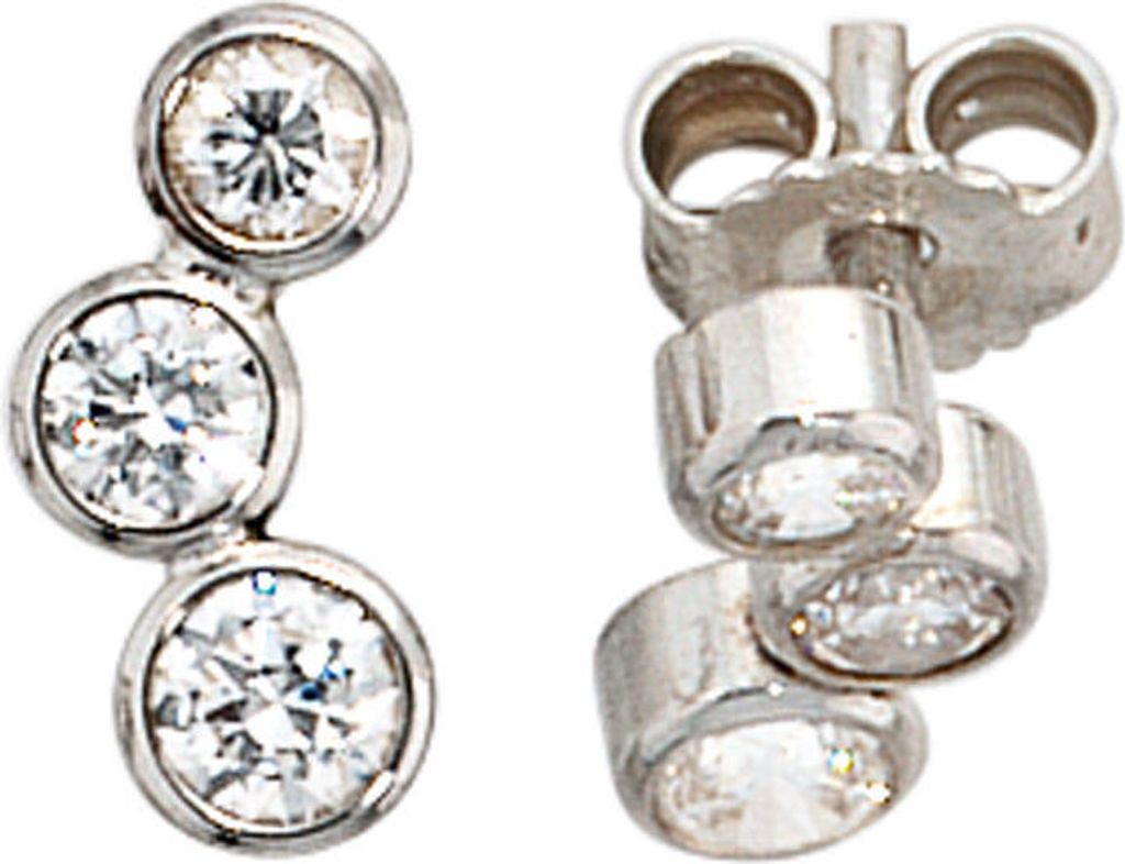 Paar Ohrstecker Stecker jeweils 3 Zirkonia weiß 925 Silber Ohrschmuck Damen