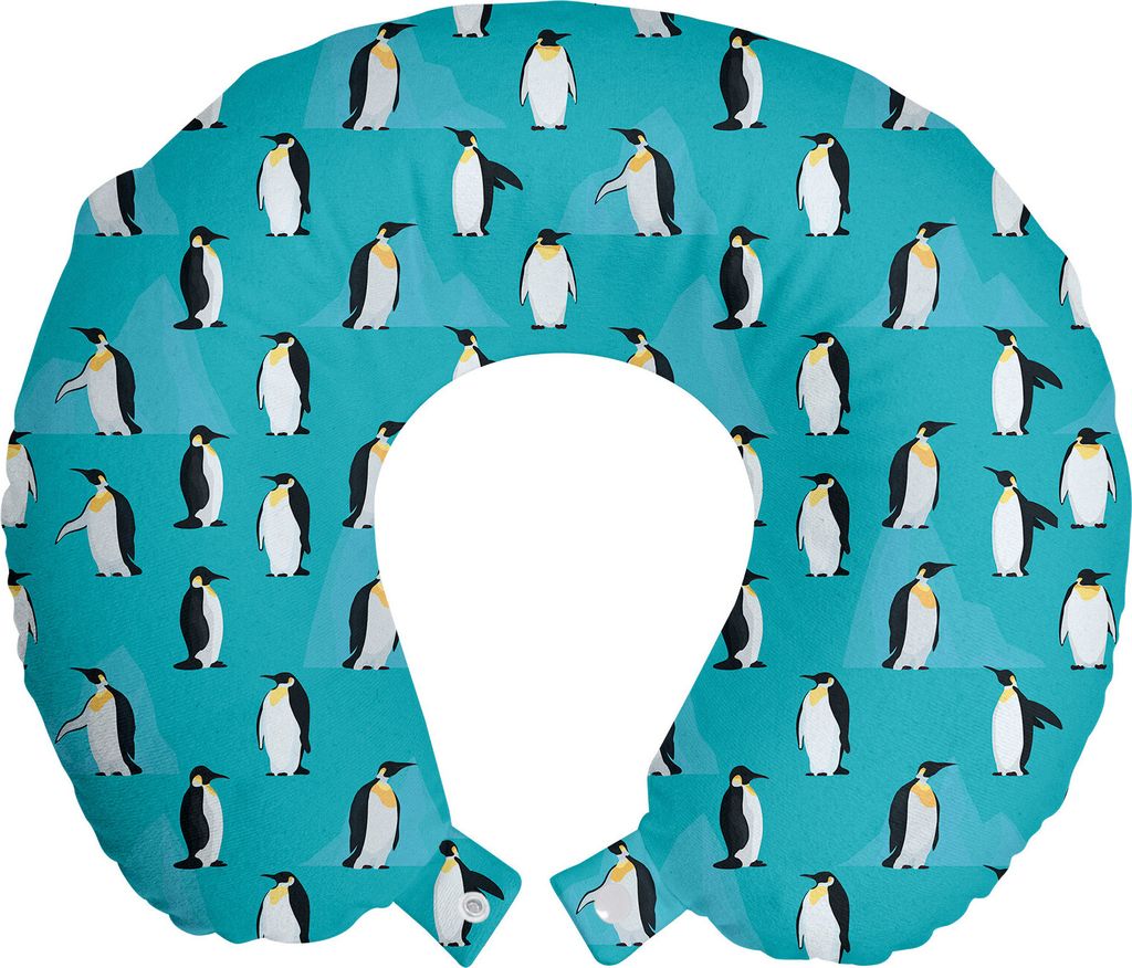 ABAKUHAUS Türkisblau Reisekissen Nackenkissen, Penguins, Schaumstoff Reiseartikel für Flugzeug und Auto, 30x30 cm, Dunkle Türkis Dunkelgrau