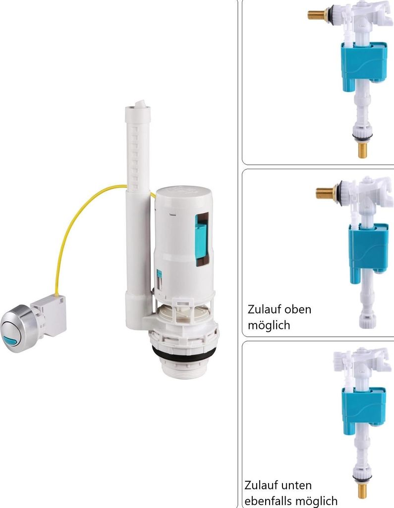 Spülkasteneinsatz Universal verchromter Drücker 3/9 Liter, Start/Stop