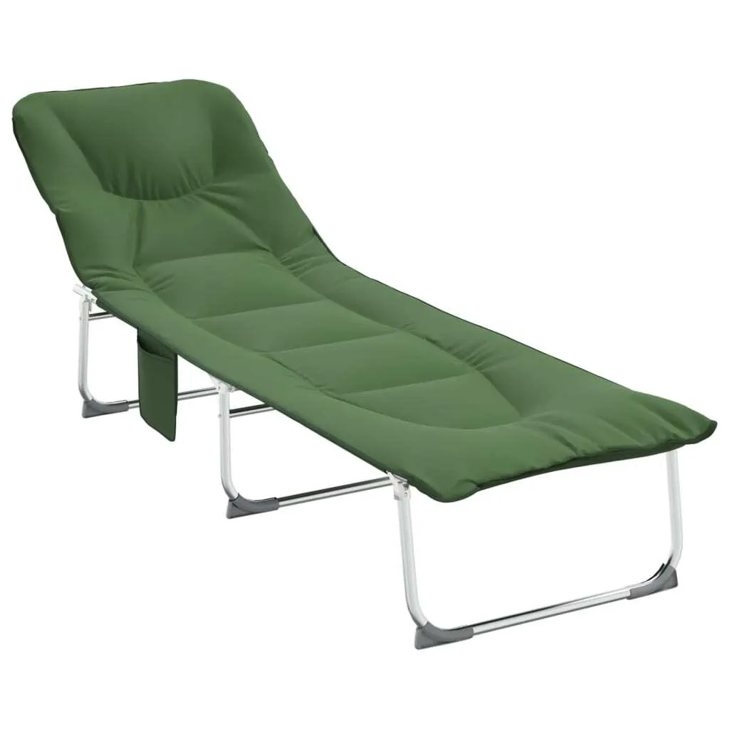 Transat de jardin pliable vert foncé vidaXL lit de camp en tissu robuste