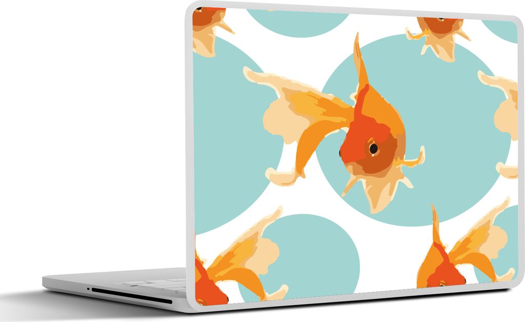 MuchoWow Laptop Aufkleber Sticker Cover Goldfisch - Tiere - Seifenblase - Muster 30x22 cm - Laptop-Sticker