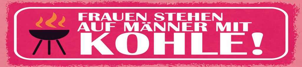 vianmo Holzschild 10x46 cm Frauen stehen auf Männer mit Kohle Grill