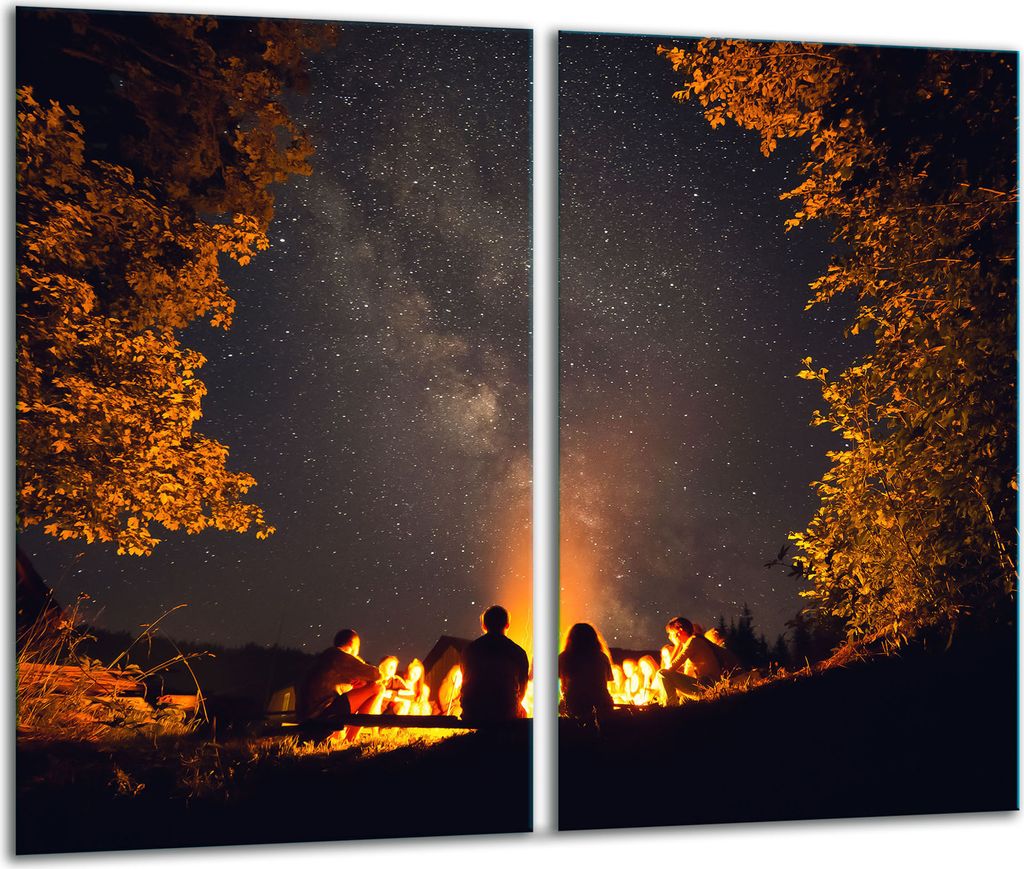 Herdabdeckplatten 2 teilig 30x52 Glaskeramikfeld Abdeckung Glas Nacht