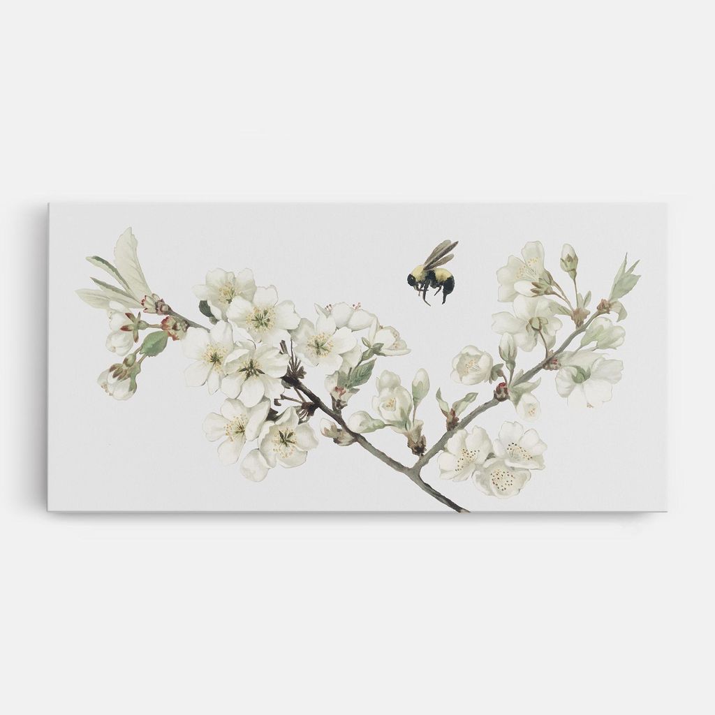 ARTHUB Leinwandbild 40x80 cm, Bee Spring Flower | Wohnzimmerdekoration, Hängende Bilder, Wanddekoration, Heimdekoration, Landschaften, Frühling