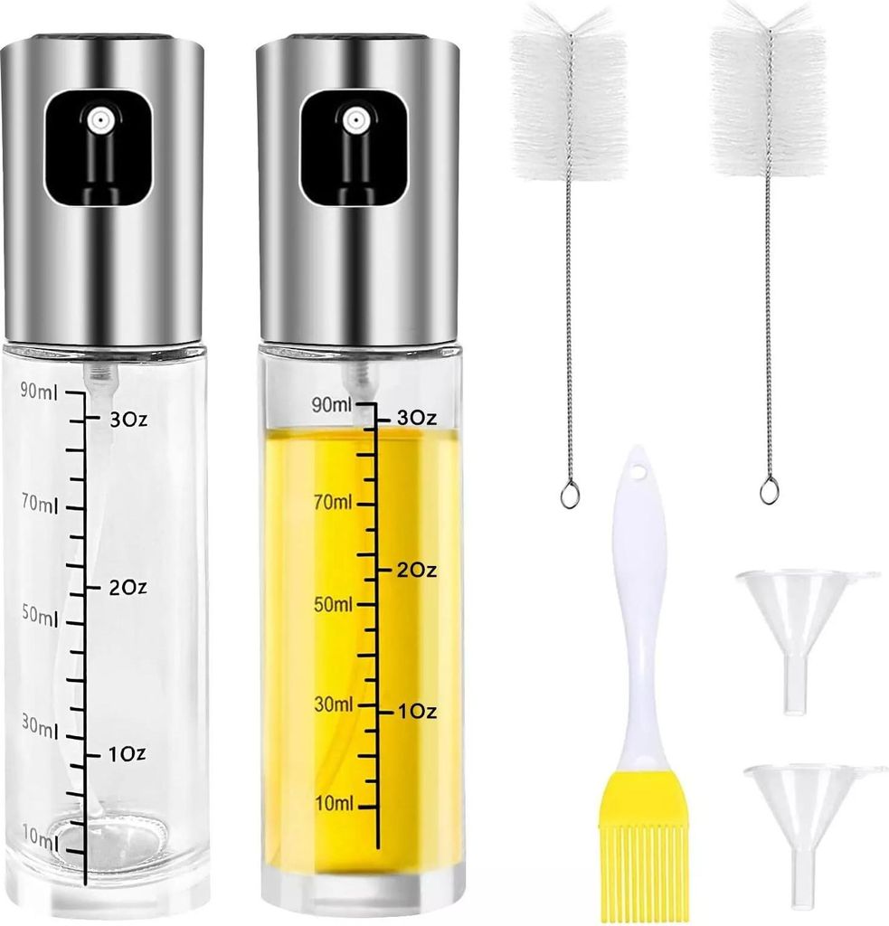 Ölsprüher Zerstäuber 7 in 1, 2x Ölsprüher, 1x Pinsel, 1x Ölpinsel, 1x Trichter