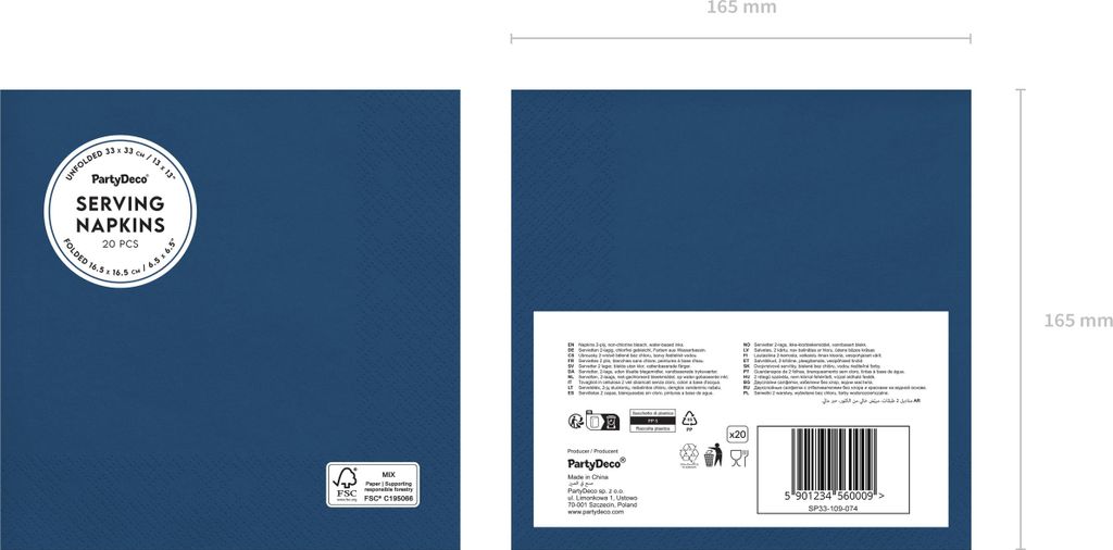Servietten Papier 33x33cm 2-lagig 20 Stück Dunkelblau