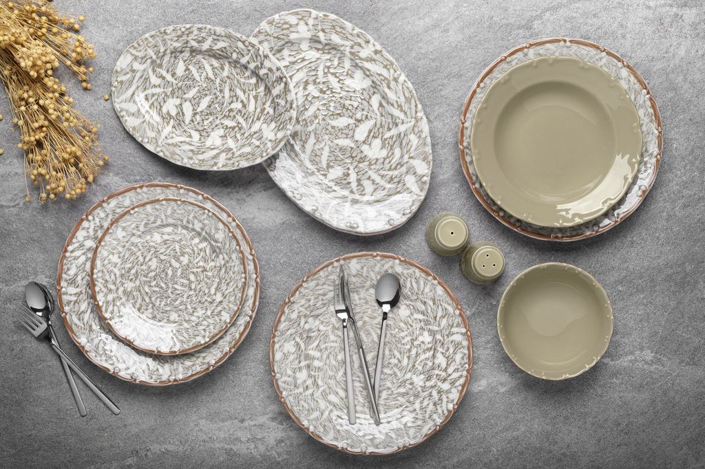 Hermia Concept, 58YMT000725, Tafelservice (29-teilig), Mehrfarbig, 100 % PORZELLAN, 25 x 25 cm