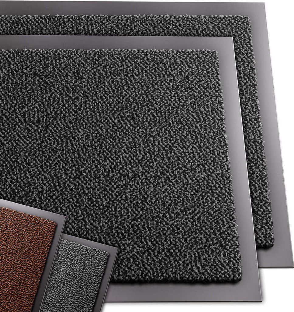 VOUNOT 2er-Set Rutschfest Fußmatte Schmutzfangmatte, Läufer Flur dünn Grau-schwarz 40x60cm