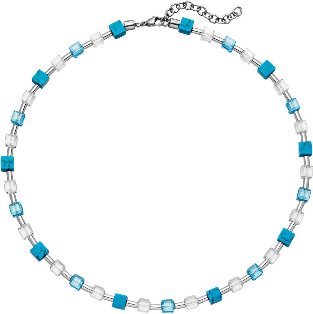 Halskette Collier Kristallsteine Türkis-Würfel & Zylinder Produktbild 