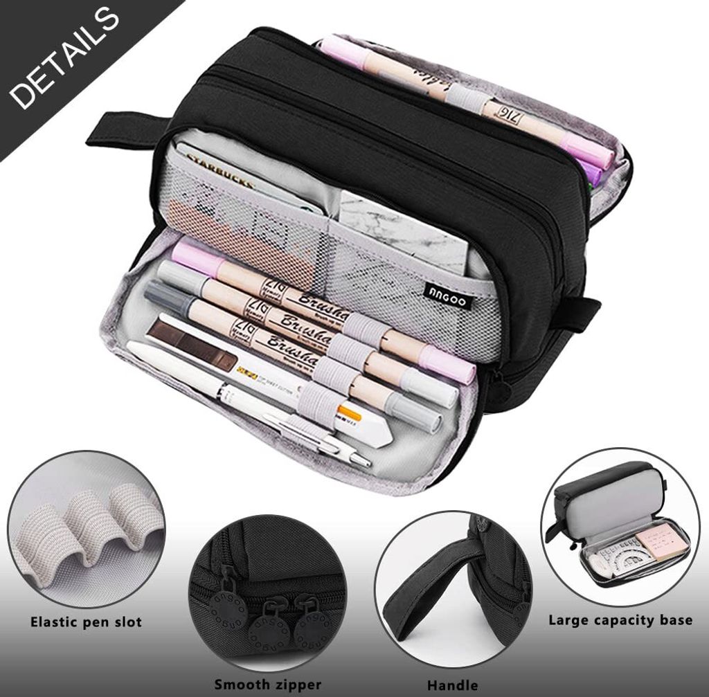 Astuccio Portapenne Grande Con 5 Scomparti – CNMTCCO, Capiente Per Scuola E Ufficio, Fodero In Tessuto Rosa, Organizzatore Per Matite, Righelli E Accessori