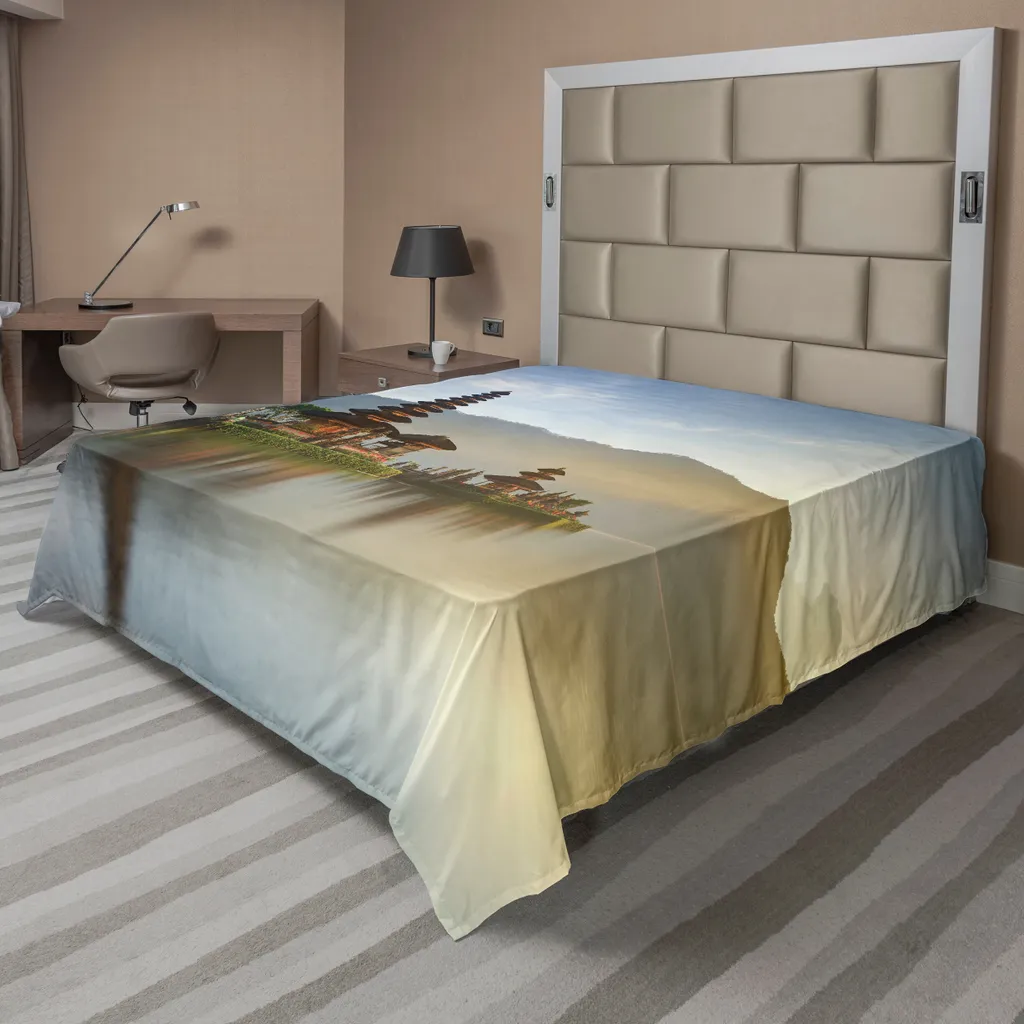 Drap décoratif ultra doux motif Temple Balinais 260x228 cm Beige
