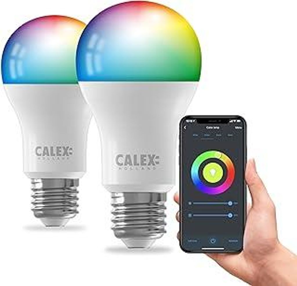 CALEX Smart LED Lampe, E27, A60, RGB-Farben & kalt- bis warmweiß Licht, dimmbar, WLAN App- & Sprachsteuerung, 2er Pack