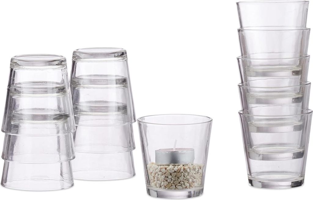 24 x Teelichtglas, konisch, Tischdeko, Gläser für Dessert, Produktbild 