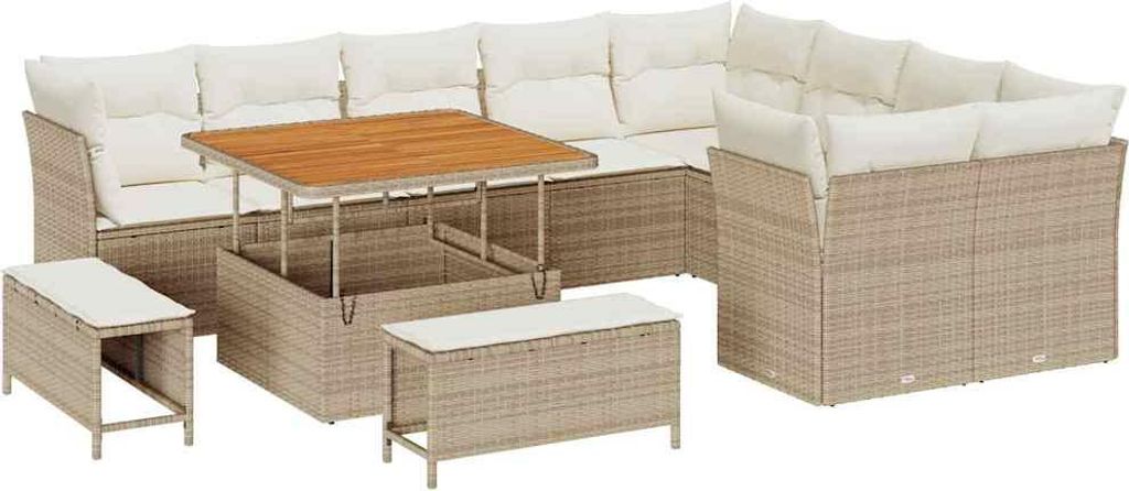 Gartensofa-set 12 pcs Beige Poly-Rattan
