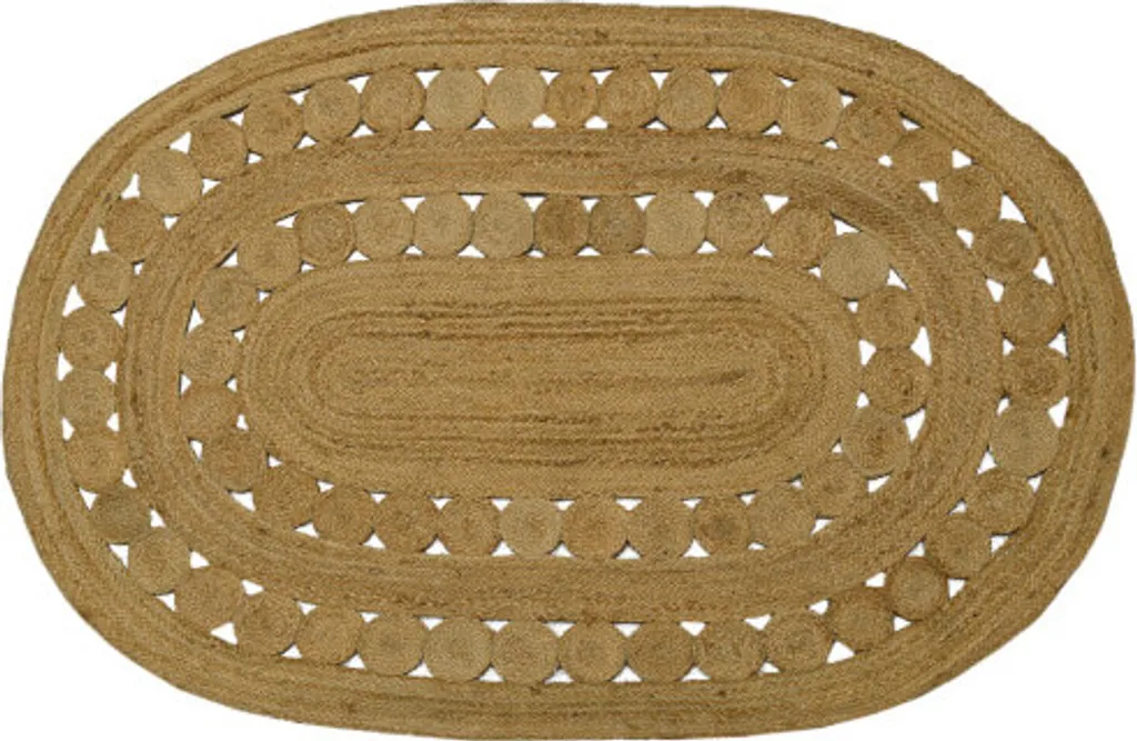 Tapis Roberta Ovale 56 en Jute Naturel 120x180 cm Haute Qualité Tressé