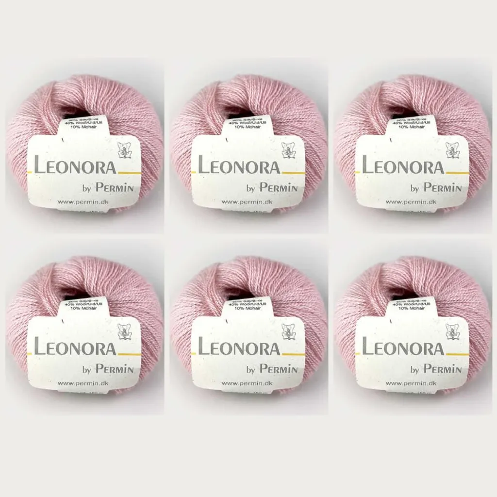 Fil soie mohair anti-irritation Leonora Permin rose tendre 6 pelotes