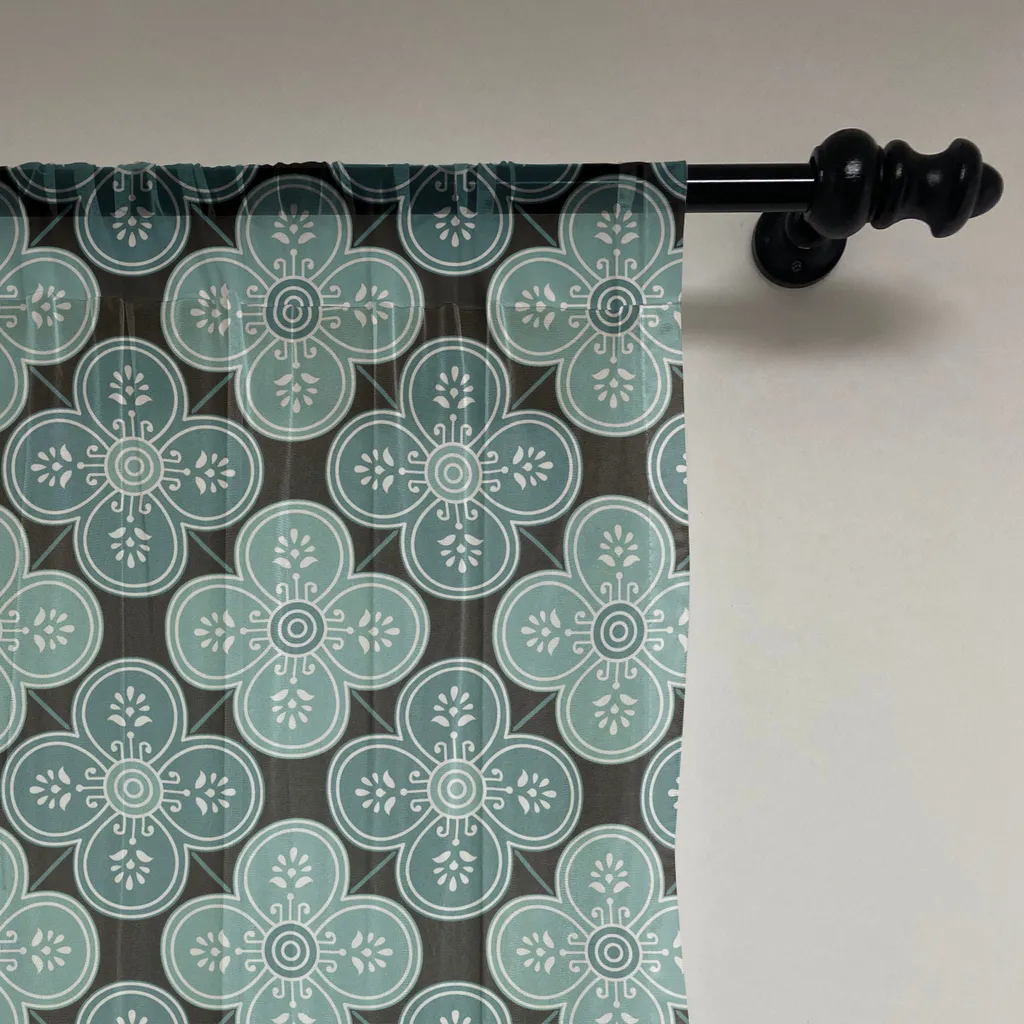 ABAKUHAUS Arazzo marocchino, motivo floreale ripetitivo ispirato al Mediterraneo, stampa damascata orientale, tessuto satinato setoso per soggiorno e camera da letto, 220 cm x 274 cm, blu petrolio verde acqua - 2