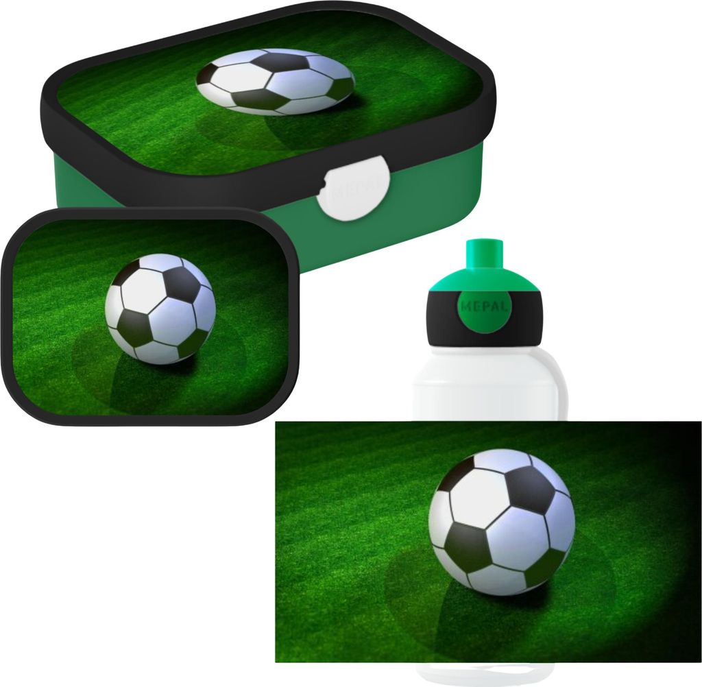 Mepal - Lunchset Campus Fußball - Set für Kinder mit Pop-up Trinkflasche & Lunchbox - Lunch-Set für die Schule oder unterwegs - Spülmaschinenfe...