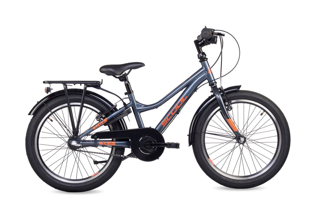20 Zoll Kinderfahrrad, 3-Gang, Jungenfahrrad, S’COOL troX, ab 6–9 Jahre, 115–130 cm, Dunkelgrau/Orange