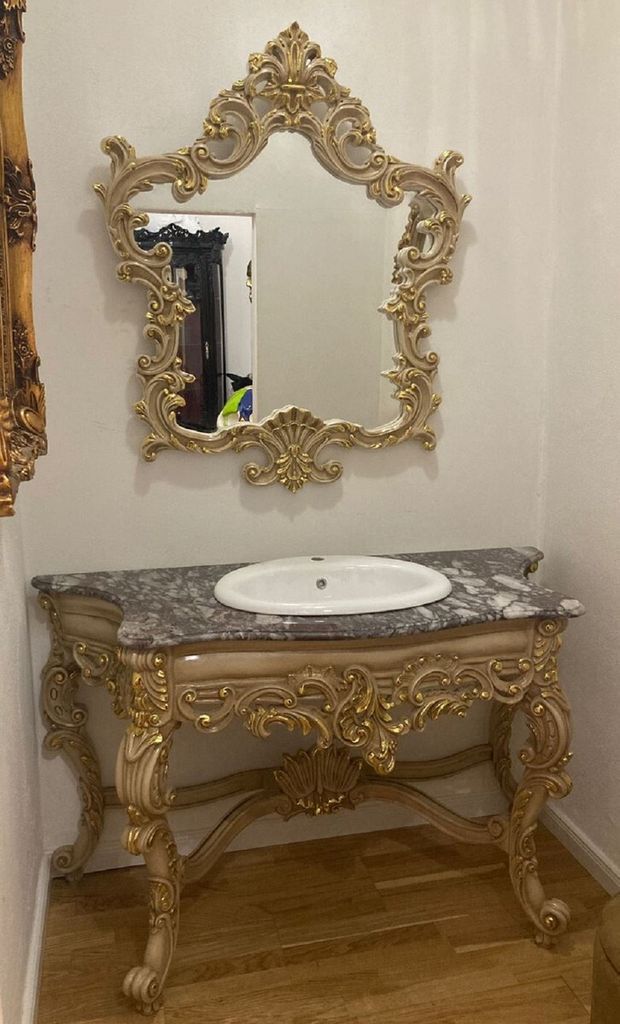 Casa Padrino Barock Badezimmer Set Grau / Gold - 1 Produktbild 