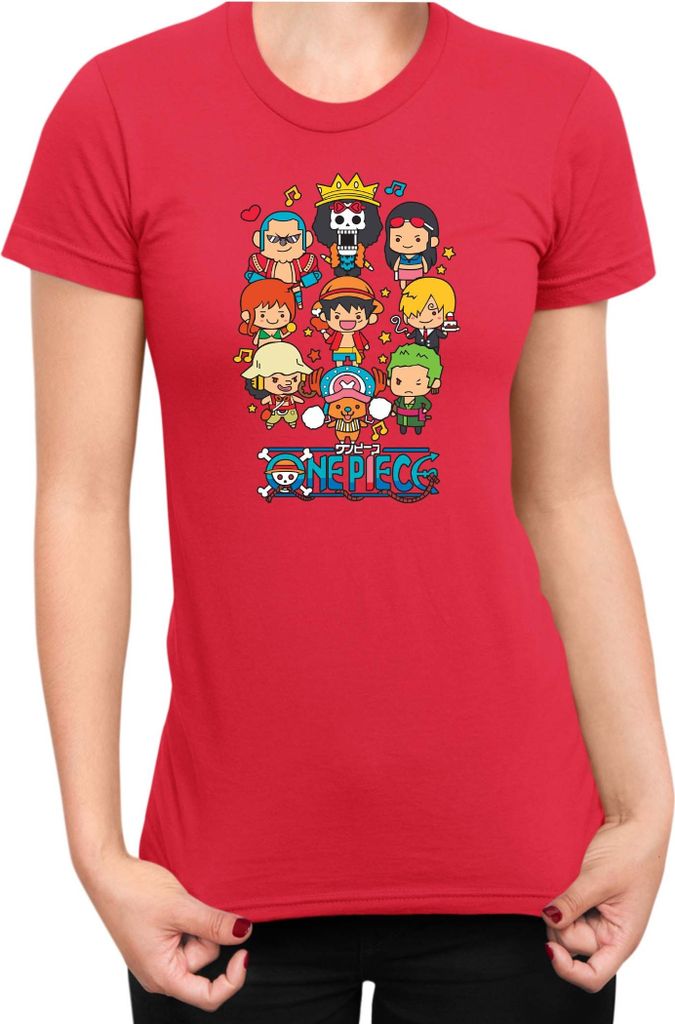 Damen T-Shirt Japan Anime Manga One Manga Piece Anime Heroes Chibi Heroes Chibi, Lady XL / Rot