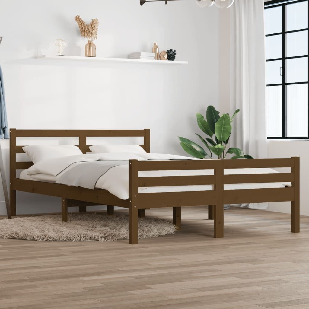 The Living Store Massivholzbett Honigbraun 140x190 cm
