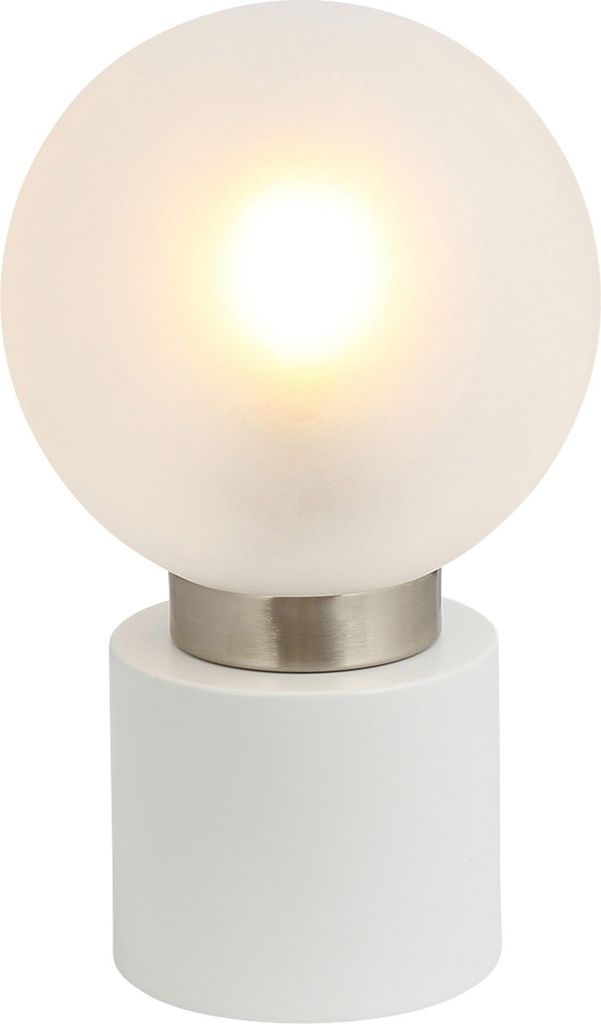 Lampe de table, métal, nickel, blanc, H 24,5 cm Image du produit 