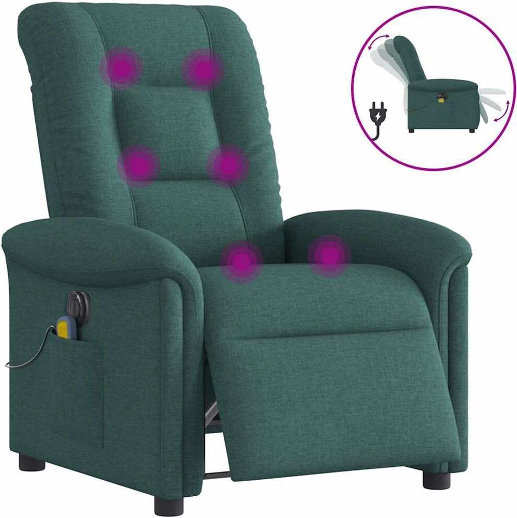 Massagesessel Elektrisch Dunkelgrün Stoff