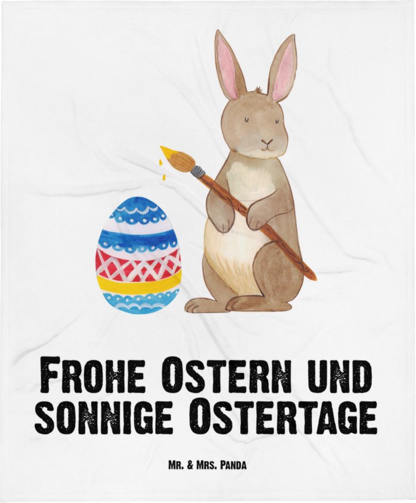 Mr. & Mrs. Panda Babydecke Hase Eier Malen - Weiß - Geschenk, Schlummerdecke, Ostern, Osterhase, Frohe, Plaid, Erstlingsdecke, Fleecedecke, Schmus...