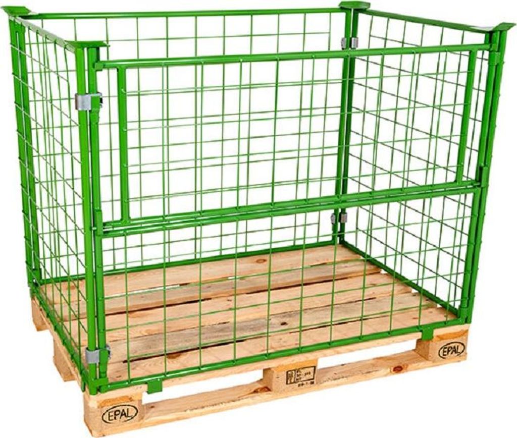 Gitteraufsatzrahmen lackiert, Nutzhöhe 1.200 mm, 100 x 100 mm Drahtmaschung, 800 x 1.200 x 1.200 mm, 800 kg, Maigrün