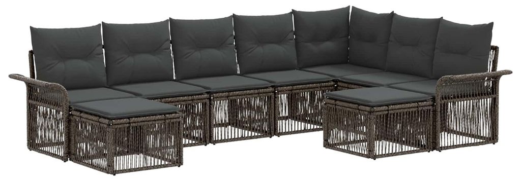 vidaXL Gartensofa-set 9 pcs Grau und Dunkelgrau Poly-Rattan