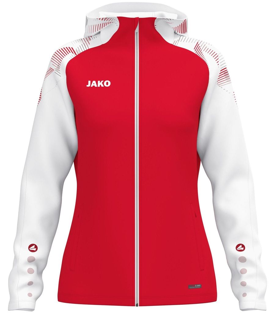 Jako Kapuzenjacke Sonic Damen - rot/weiß, Größe:38/40