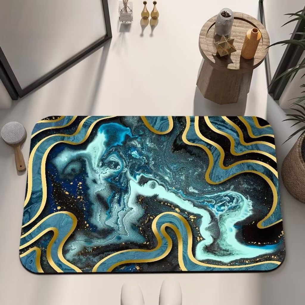 Badematte rutschfest saugfähig Badvorleger Badezimmerteppich Türkis-023 60x90cm