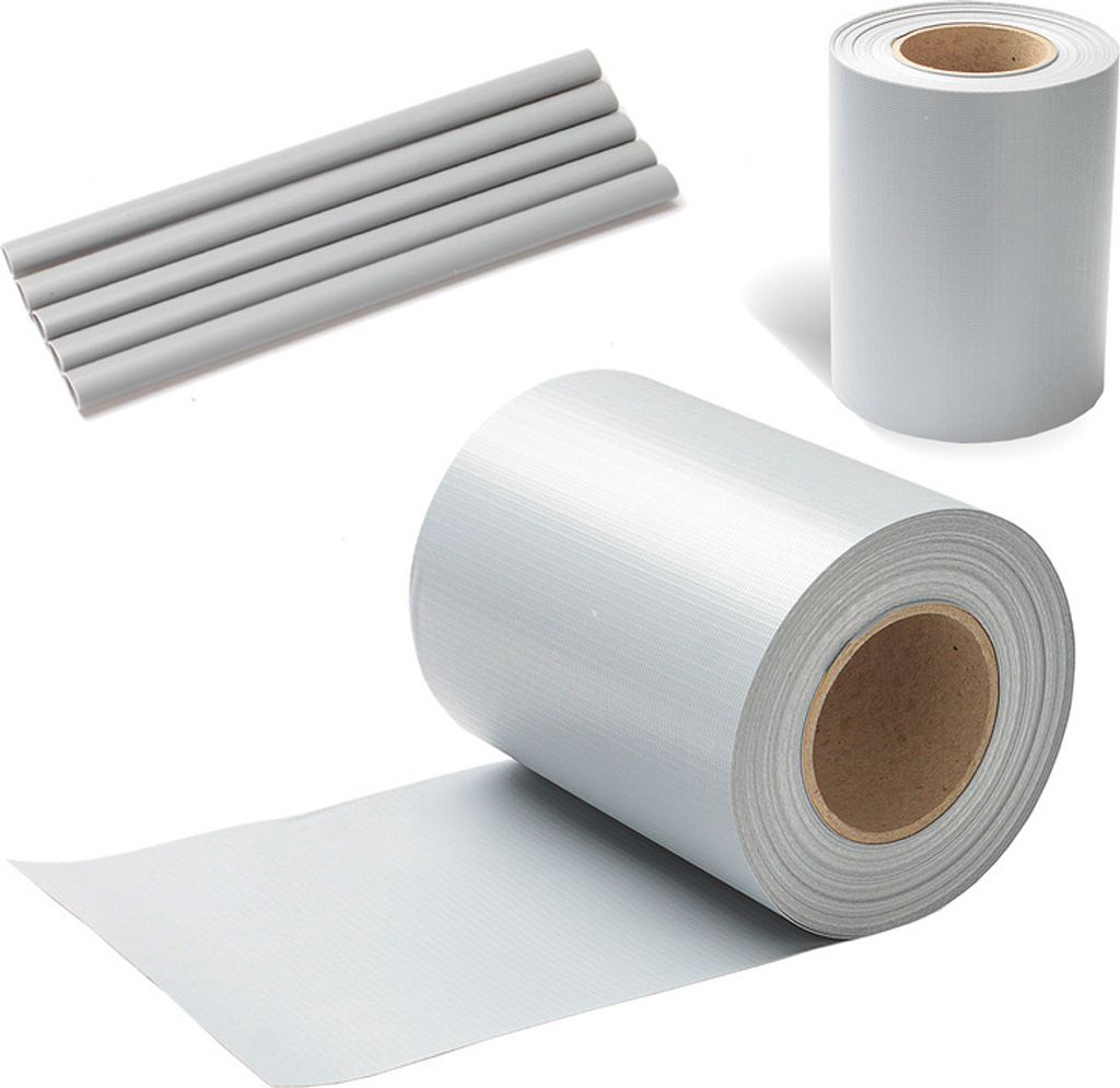 TolleTour Sichtschutzstreifen PVC Doppelstabmatten Zaun Windschutz 50m x 19 cm Grau