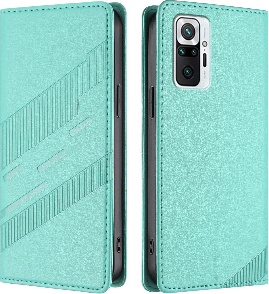 Hülle für Xiaomi Redmi Note 10 Pro/Note 10 Pro Max, Kunstleder Brieftaschen Handyhülle mit Kartenfach und Standfunktion Türkis