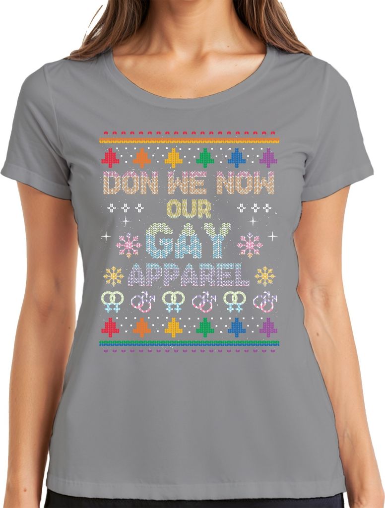 Gay Apparel Ugly Christmas Sweater - Weihnachten Weihnachtsgeschenk Damen T-Shirt, Grau, 3XL