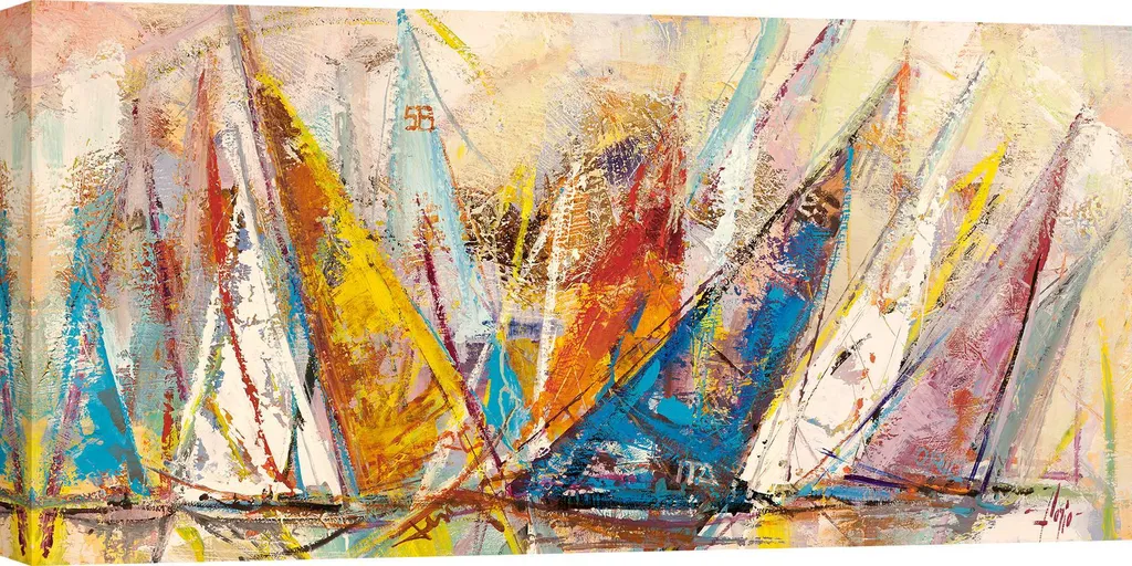 Arredamento Mare: Quadro Vele in Gara Luigi Florio 70x35 - Tela Premium