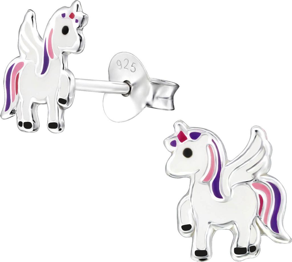 Ohrringe Ohrstecker 925 Sterling Silber mit Einhorn Produktbild 
