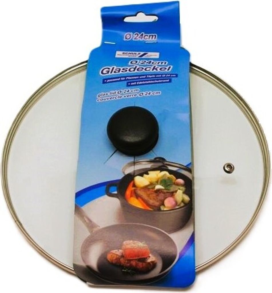 Glasdeckel 24 cm mit Knopf für Pfannen und Töpfe Produktbild 