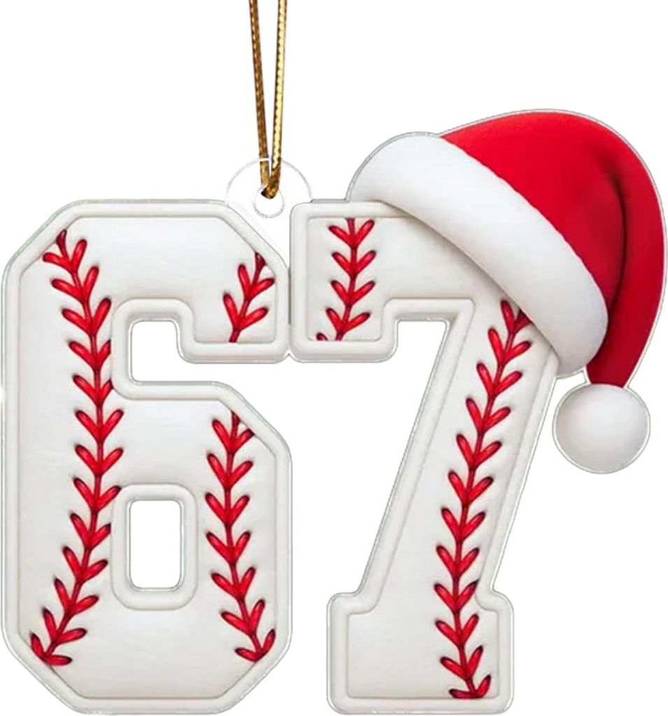 67 Sport-Weihnachtsbaumschmuck, originelle 2D-Acryl-Hängedekoration mit Sportballmotiv, ideal für sportbegeisterte Teenager