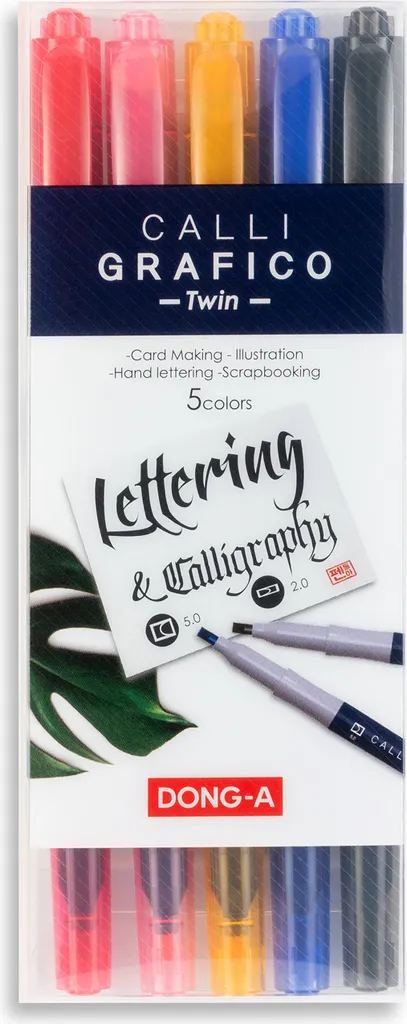 Set Calligrafico 5 Colori - Penne Bifacciali a Punta Smussata Artistiche - 1